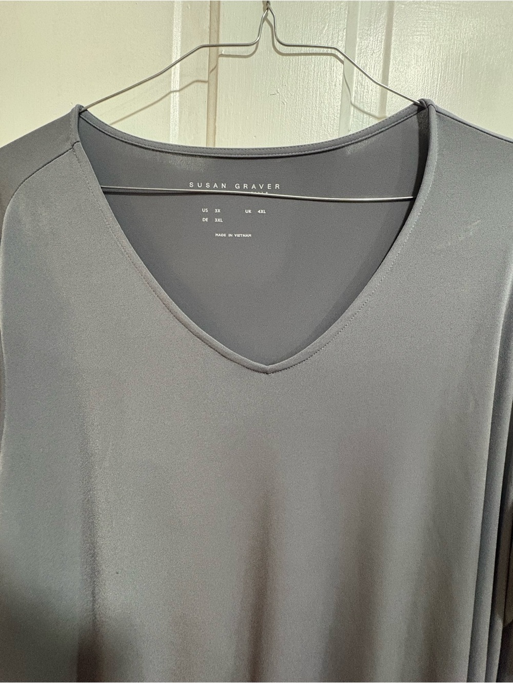 Susan Graver V-Neck Top in Gray